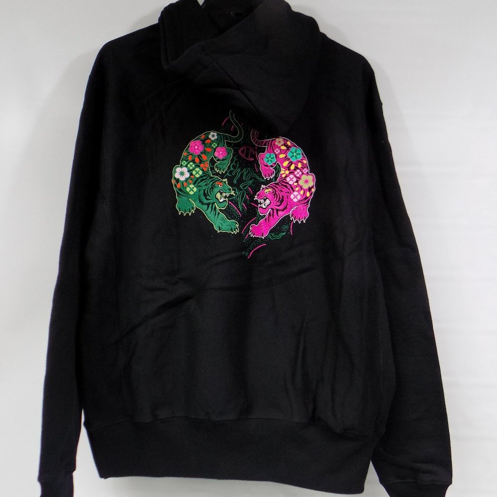 Champion Lunar New Year Collection Black Hoodie Neon Tiger Graphic Size M NWT - Picture 7 of 16
